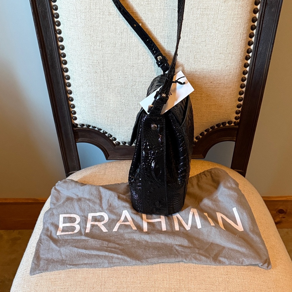 Brahmin Midnight Croc Embossed Shoulder Bag - Picture 4 of 6